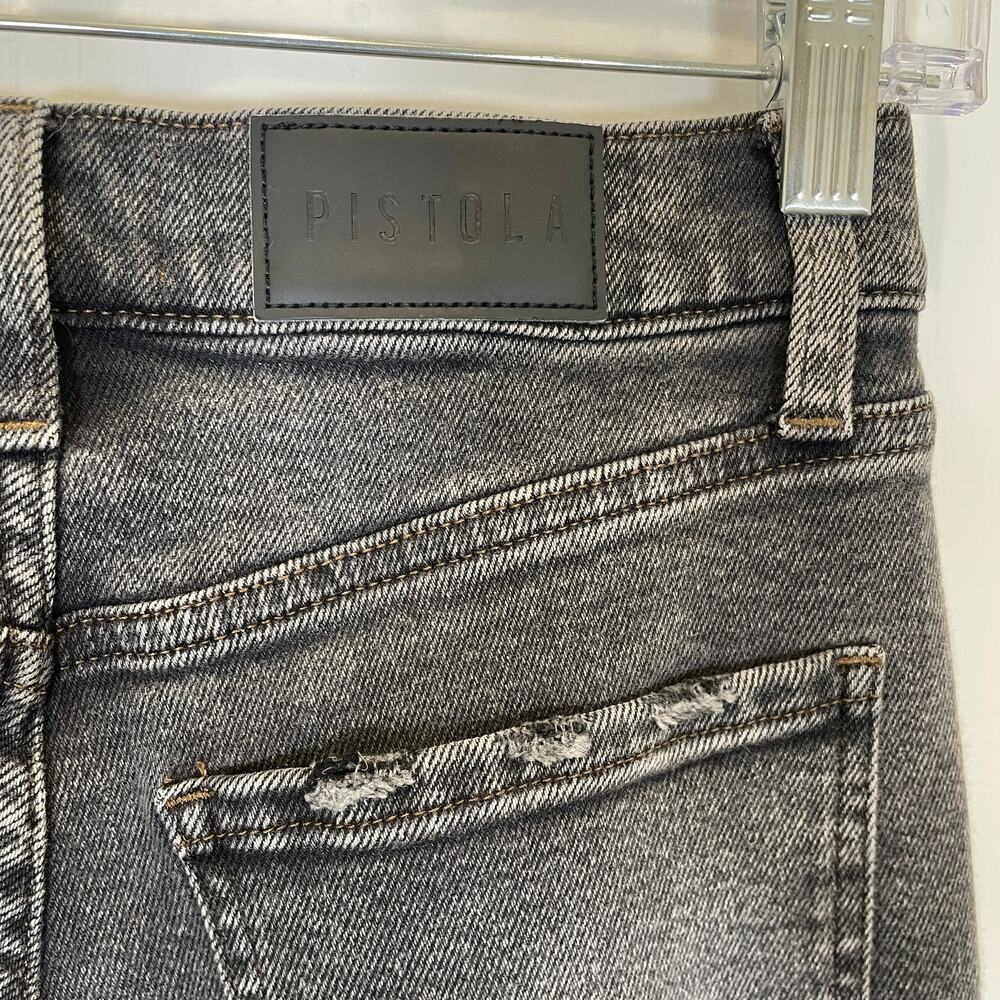 Pistola Cassie Super High Rise Cropped Jeans Charcoal Gray Distressed Stretch 26 - Picture 7 of 7